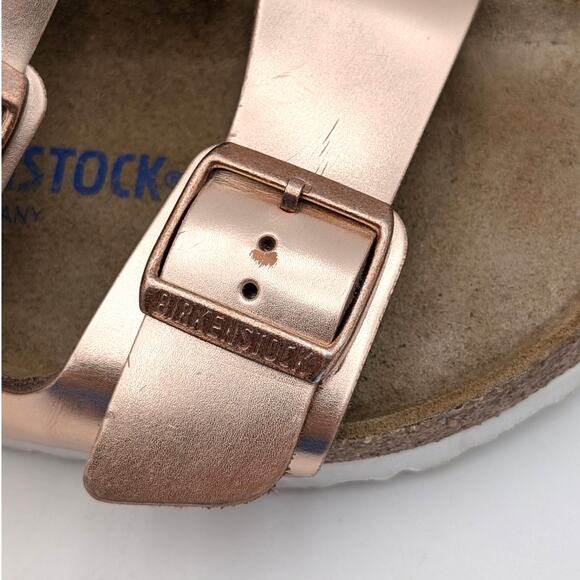 Birkenstock Arizona Soft Footbed Sandal Unisex Metallic Copper Sz US W8/M6 EU39 - Picture 11 of 16